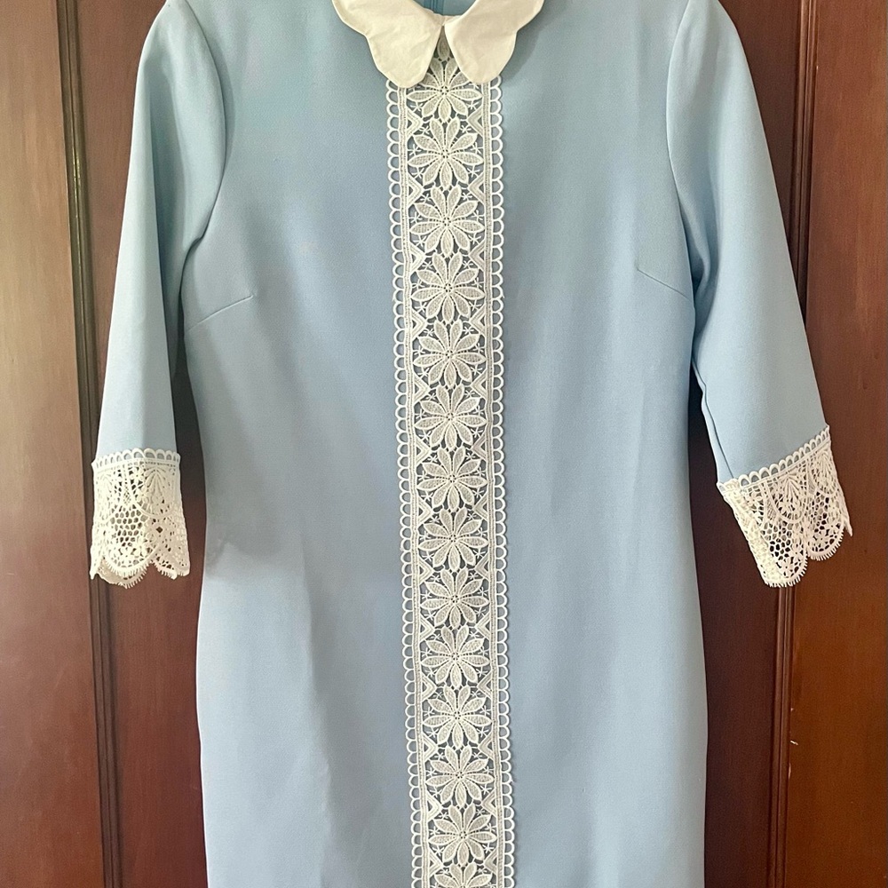 Light Blue Dress with Lace Details English Factory